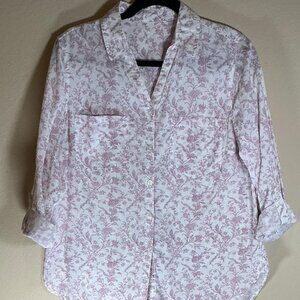 Women's White and Pink Shirt, Size Large